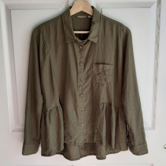 Anthropologie Tops - Holding Horses Linen McKenzie Peplum Top Size XS